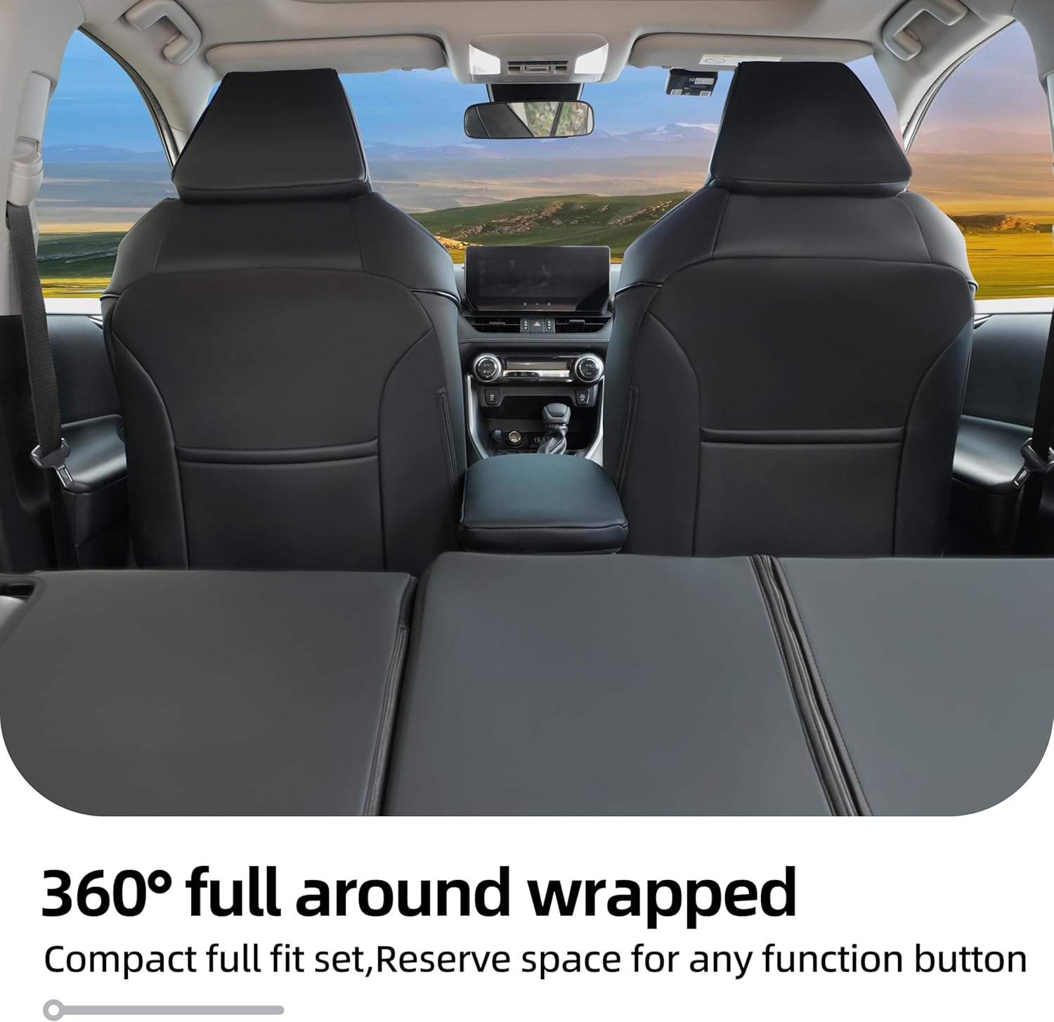 Lolcar RAV4 Seat Covers Custom Fit for Toyota RAV4(Gasoline) 2019 2020 2021 2022 2023 2024 2025 LE,XLE,XLE Premium,Limited,Airbag Compatible,Car Seat Cover Full Set for SUV, Waterproof Leather(Black)
